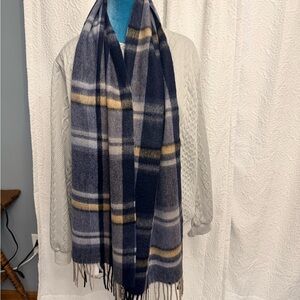 Australian Classic Series 1870 Unisex Wool Plaid Navy and Gold Scarf By MUJU